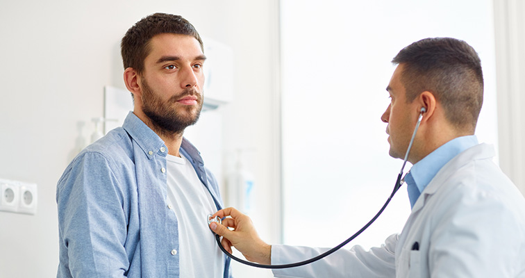 doctor listening to patients breathing