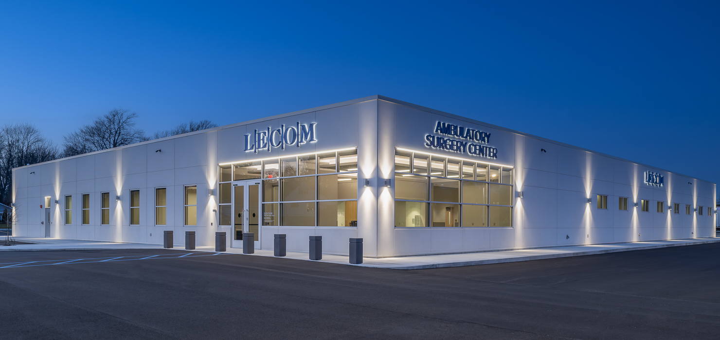 Exterior view of Ambulatory Surgery Center at night